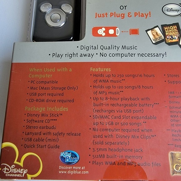 Disney Mix Stick Pirates Of The Caribbean Depp Video MP3 Digital Media Player M1 - Picture 4 of 7